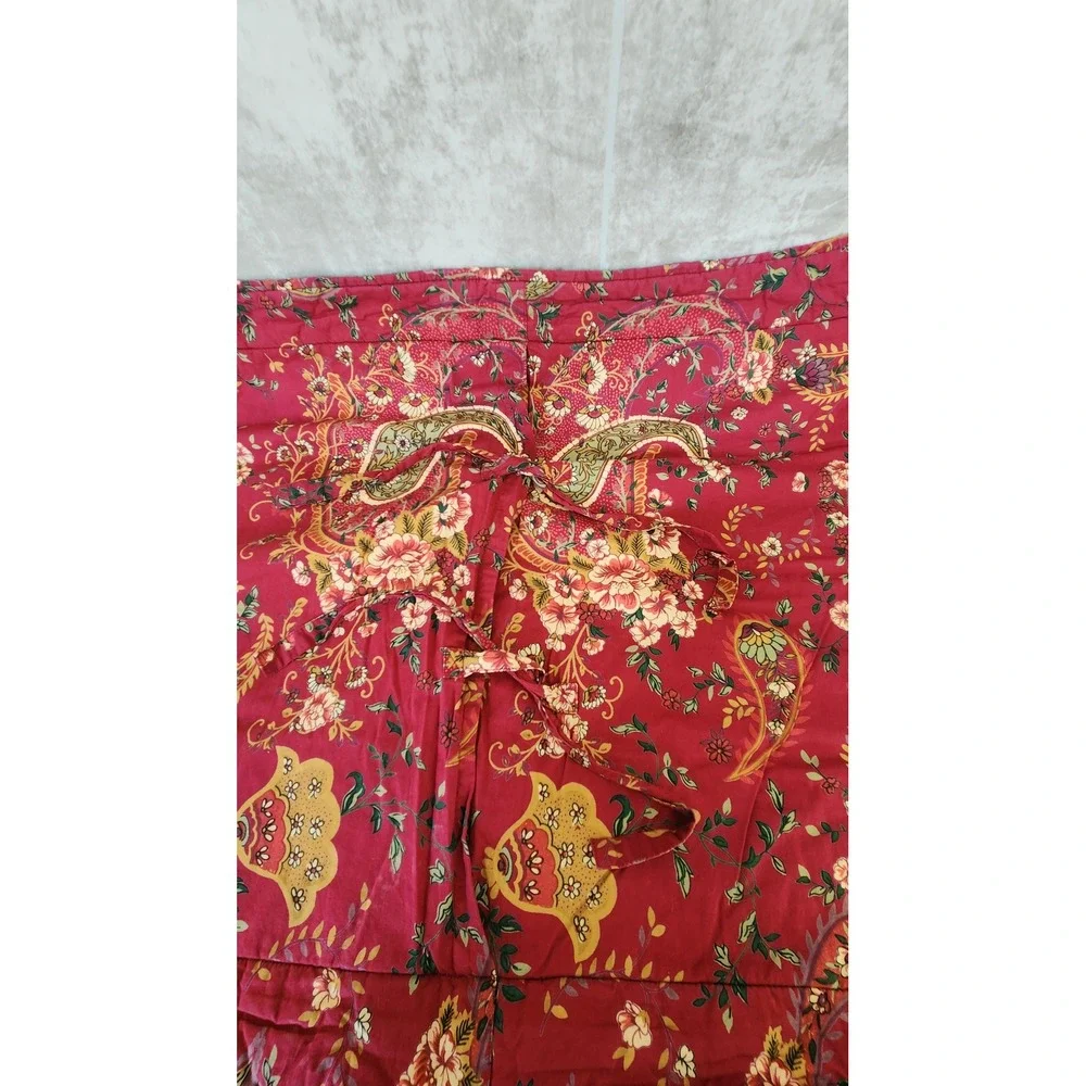 Pottery Barn Quilted Euro Pillow Sham Red Floral Paisley Cotton Cottagecore